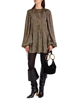 Silk-Blend Lamé Minidress