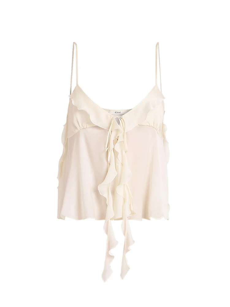 Silk Tie-Front Cami Top