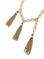 Embellished Goldtone Three-Tassel Chain Belt