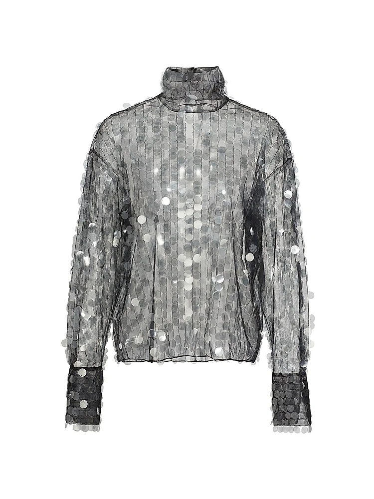 Olall Paillettes Turtleneck Top