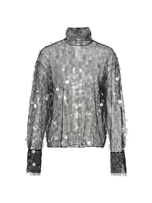 Olall Paillettes Turtleneck Top