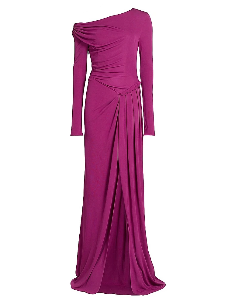 Polyta Jersey One-Shoulder Gown