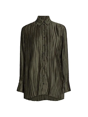 Marley Plissé Button-Front Shirt
