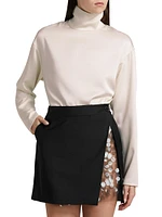 Olall Satin Turtleneck Top