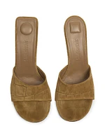 Cubisto 70MM Embossed Suede Mules