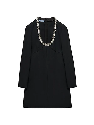 Embroidered Sable Compact Short Dress