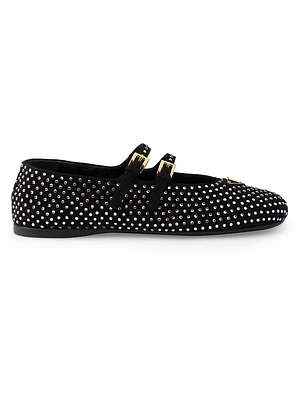Suede Ballerinas with Crystals