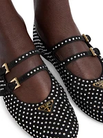 Suede Ballerinas with Crystals