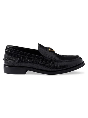 Croco-Print Leather Loafers