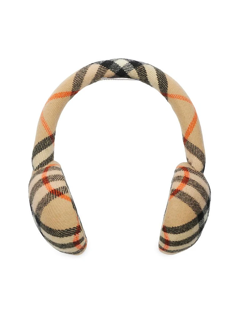 Check Wool Earmuffs