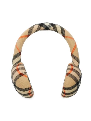 Check Wool Earmuffs