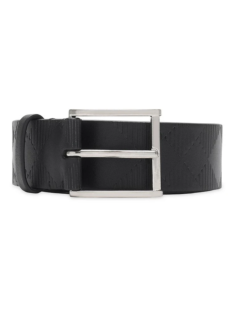 Check Leather Belt