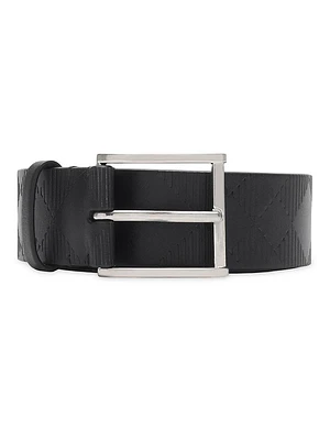 Check Leather Belt