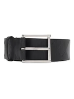 Check Leather Belt