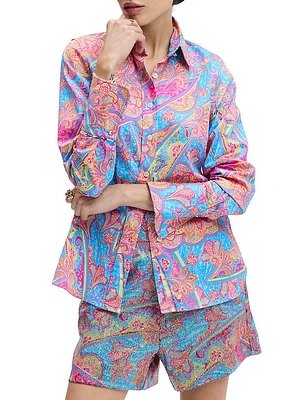 Priscilla Paisley Stretch-Cotton Shirt