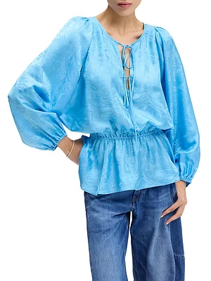 Mazie Silk-Blend Peplum Blouse