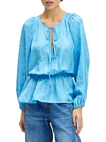 Mazie Silk-Blend Peplum Blouse