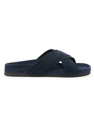 Crisscross Suede Slip-On Sandals