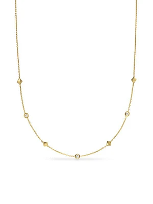 Petite Modern Renaissance Station Necklace in 18K Yellow Gold with Diamonds, 4.6MM