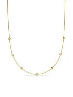 Petite Modern Renaissance Station Necklace in 18K Yellow Gold with Diamonds, 4.6MM