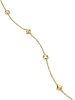 Petite Modern Renaissance Station Necklace in 18K Yellow Gold with Diamonds, 4.6MM