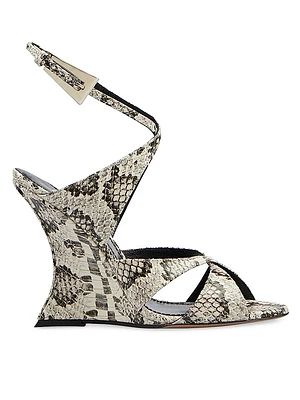 Laila 105MM Python-Printed Leather Wedge Sandals