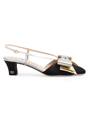 Bowow 45MM Slingback Pumps Moire Fabric