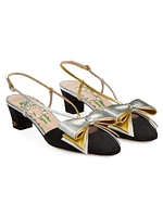 Bowow 45MM Slingback Pumps Moire Fabric