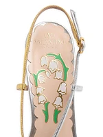 Bowow 45MM Slingback Pumps Moire Fabric