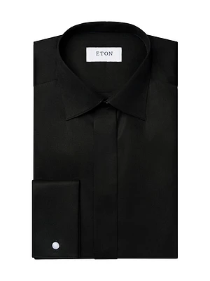 Slim-Fit Twill Fly Front Formal Shirt