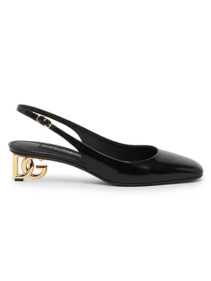40MM Logo-Heel Leather Pumps