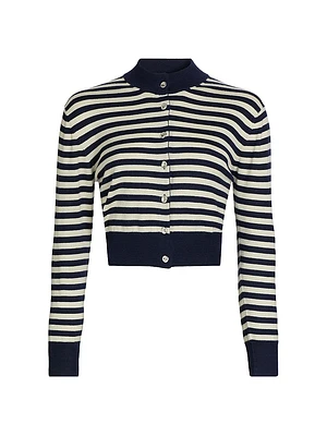 The Aubrey Striped Shrunken Cardigan