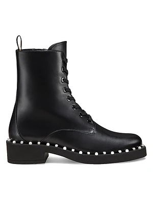 Reverie Embellished Leather Lace-Up Booties