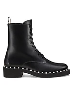 Reverie Embellished Leather Lace-Up Booties