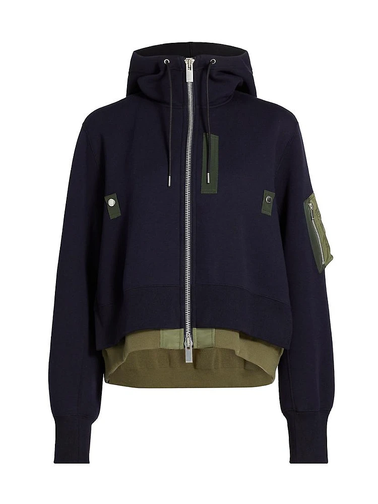 Mixed Media Zip Hoodie