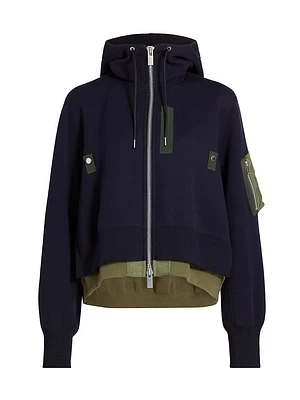 Mixed Media Zip Hoodie