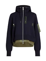 Mixed Media Zip Hoodie