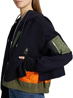 Mixed Media Zip Hoodie