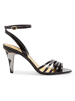 Ladycrush 85MM Patent Leather Sandals with Crystals