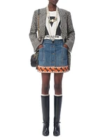 Denim Skirt with Jacquard Trims