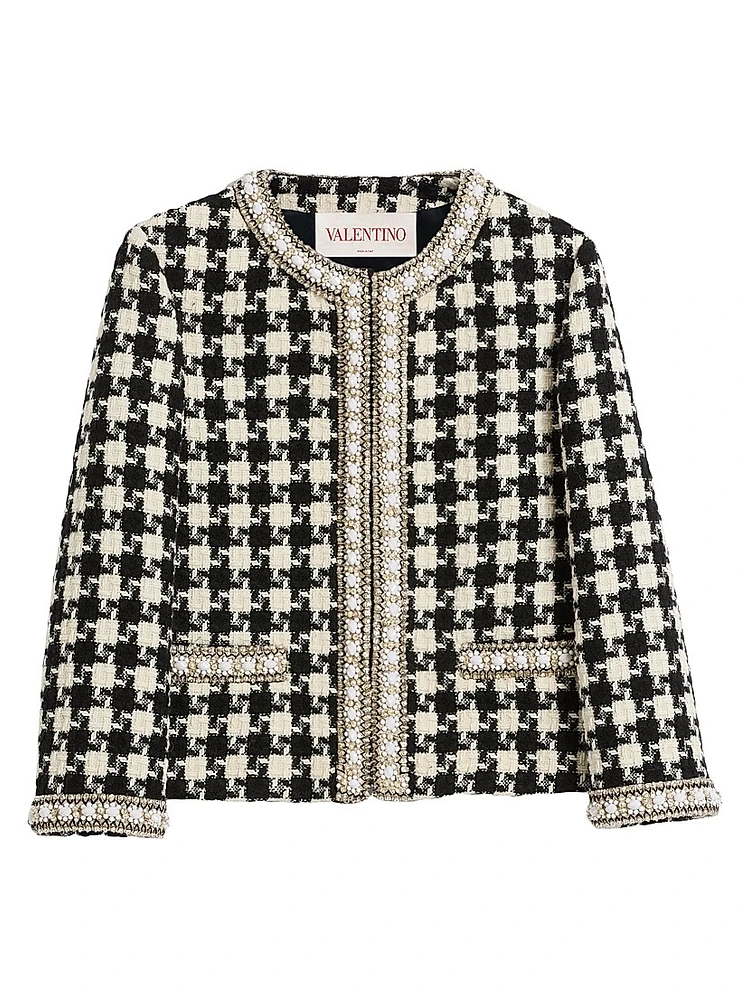 Embroidered Jacket Damier Light Tweed