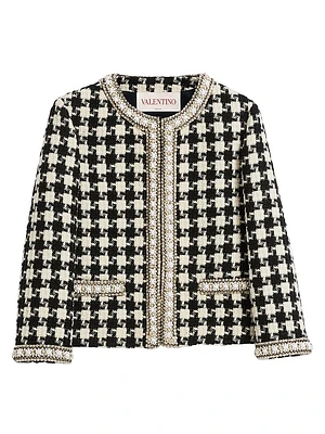 Embroidered Jacket Damier Light Tweed