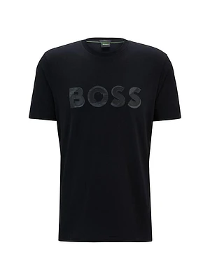 Stretch-Cotton Short-Sleeved T-Shirt with Logo Artwork