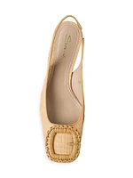 Lemon 50MM Raffia & Leather Slingback Pumps