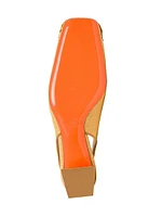 Lemon 50MM Raffia & Leather Slingback Pumps