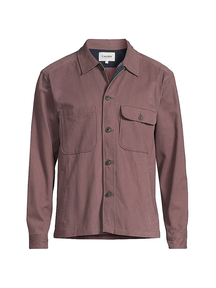 Dreamweaver Twill Button-Front Military Jacket