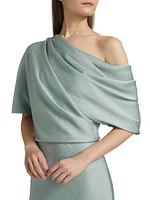 Satin Draped One-Shoulder Column Gown