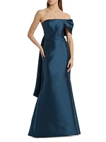 Pleated Taffeta Strapless Gown