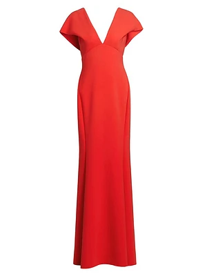 Crêpe V-Neck Mermaid Gown