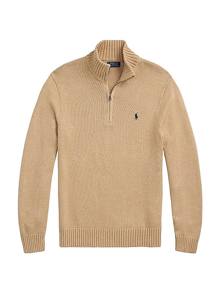 Cotton Knit Quarter-Zip Sweater